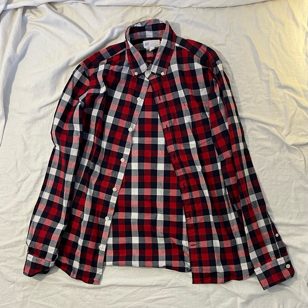 Plaid Shirt | Red/White, Extra Small, Gap